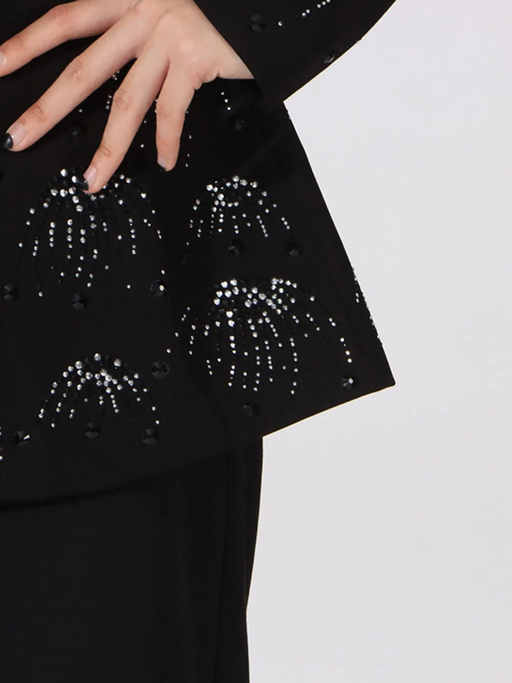 Rhinestone Button Down Long Sleeve Blazer