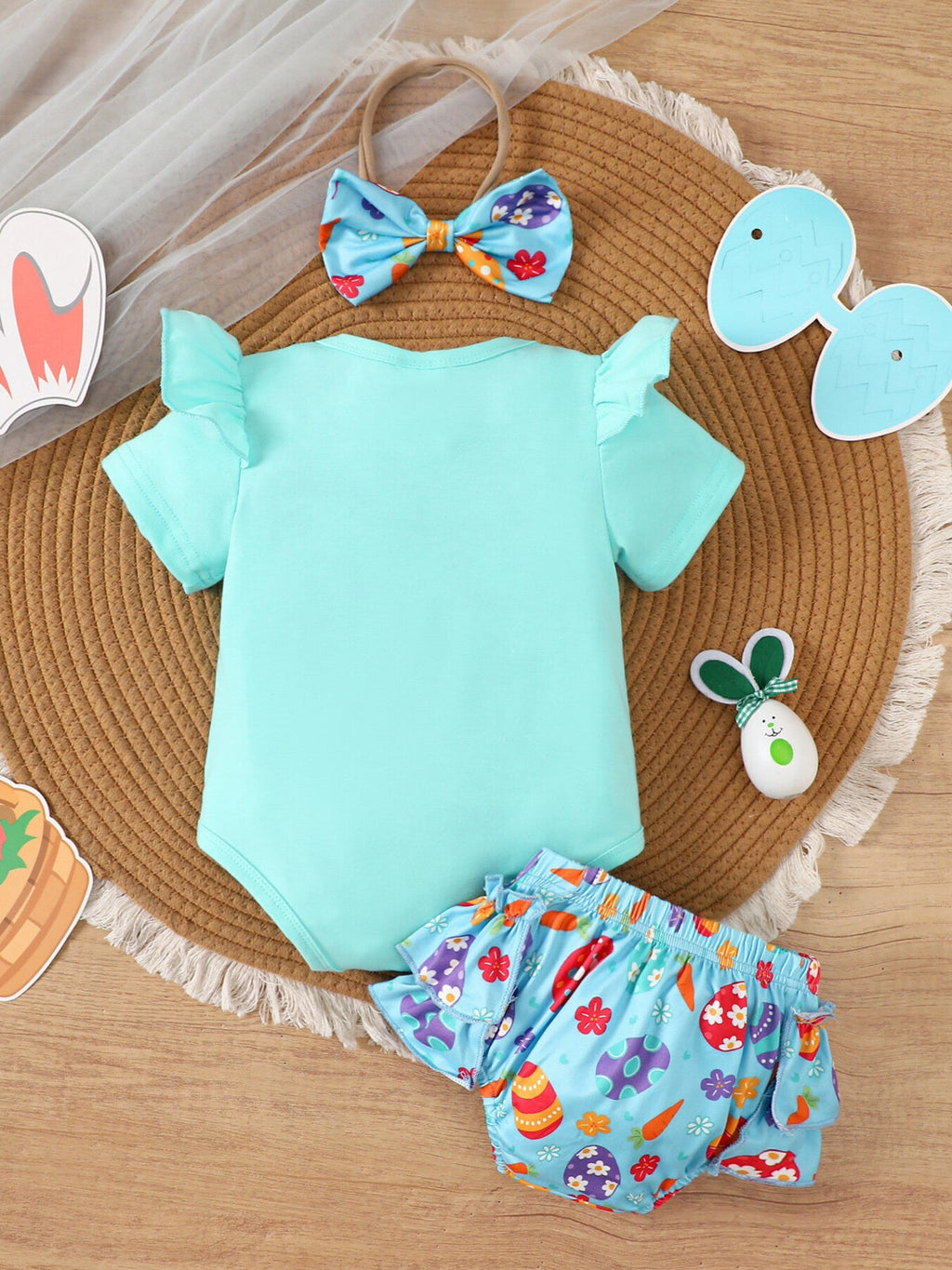 Children's Easter Graphic Bodysuit and Skirt Set with Headband