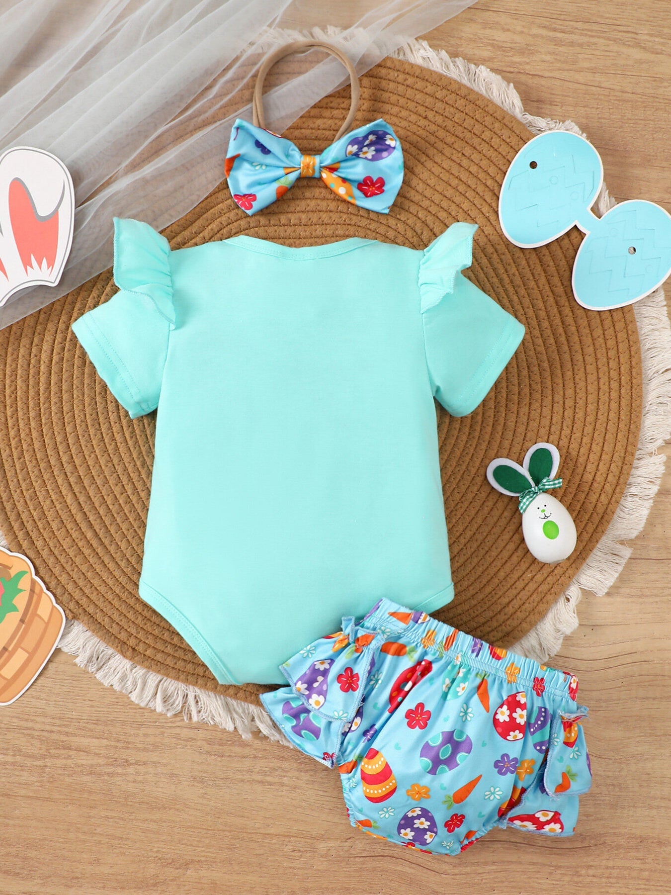 Children's Easter Graphic Bodysuit and Skirt Set with Headband
