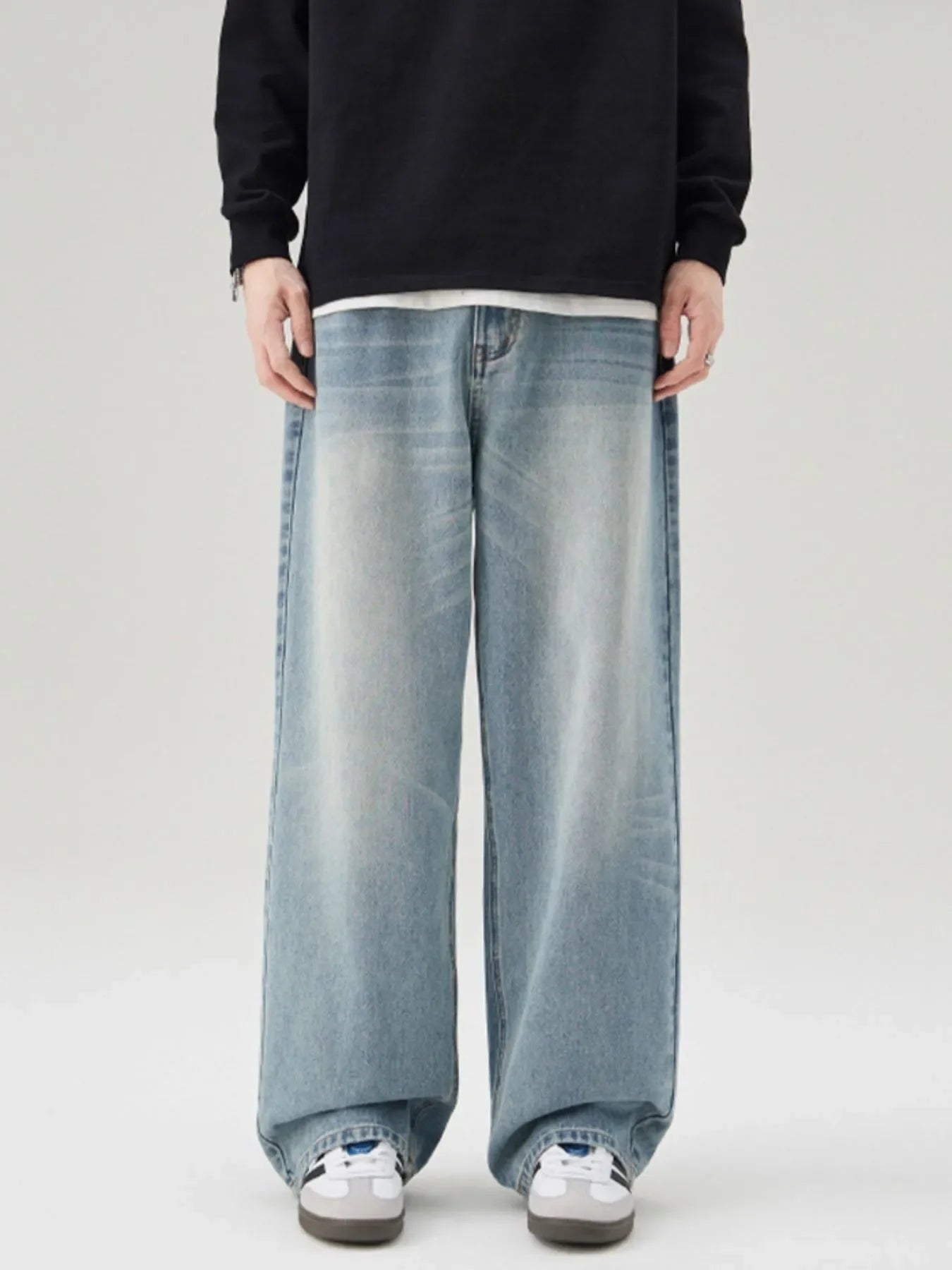 Men's Full Size Wide Leg Washed Baggy Jeans Plus Size
