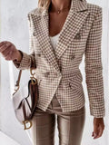 Houndstooth Double-Breasted Blazer