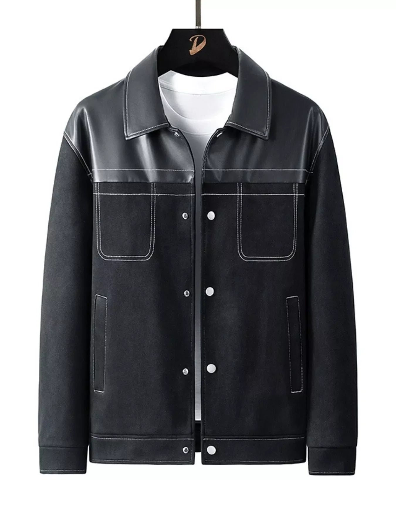 Men's Plus Size Snap Down Long Sleeve Shacket
