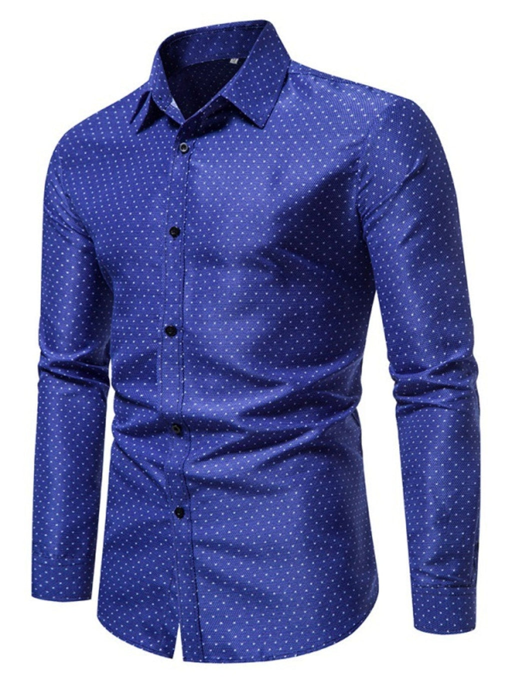 Men's Slim Fit Dotted Pattern Long Sleeve Shirt