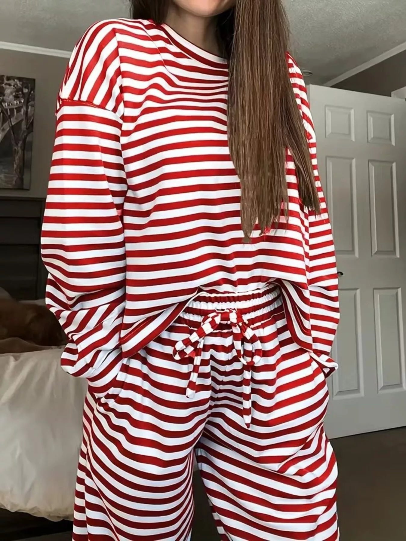 Striped Long Sleeve Top and Pants Set