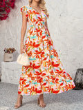 Ruffled V-Neck Cap Sleeve Dress