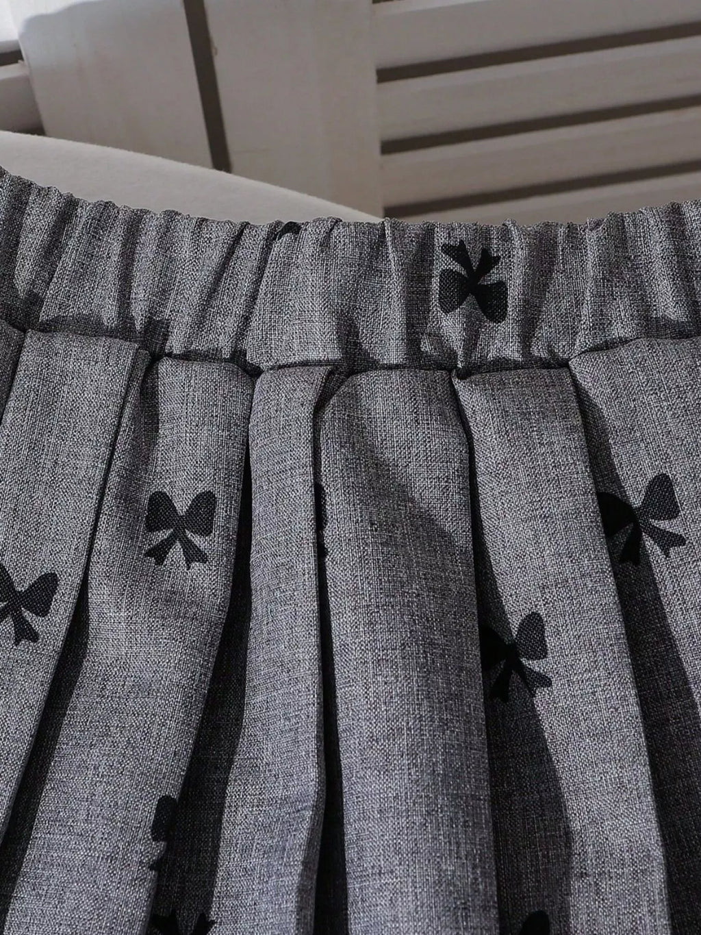 Children's Bow Print Lace Trimmed Top and Skirt Set