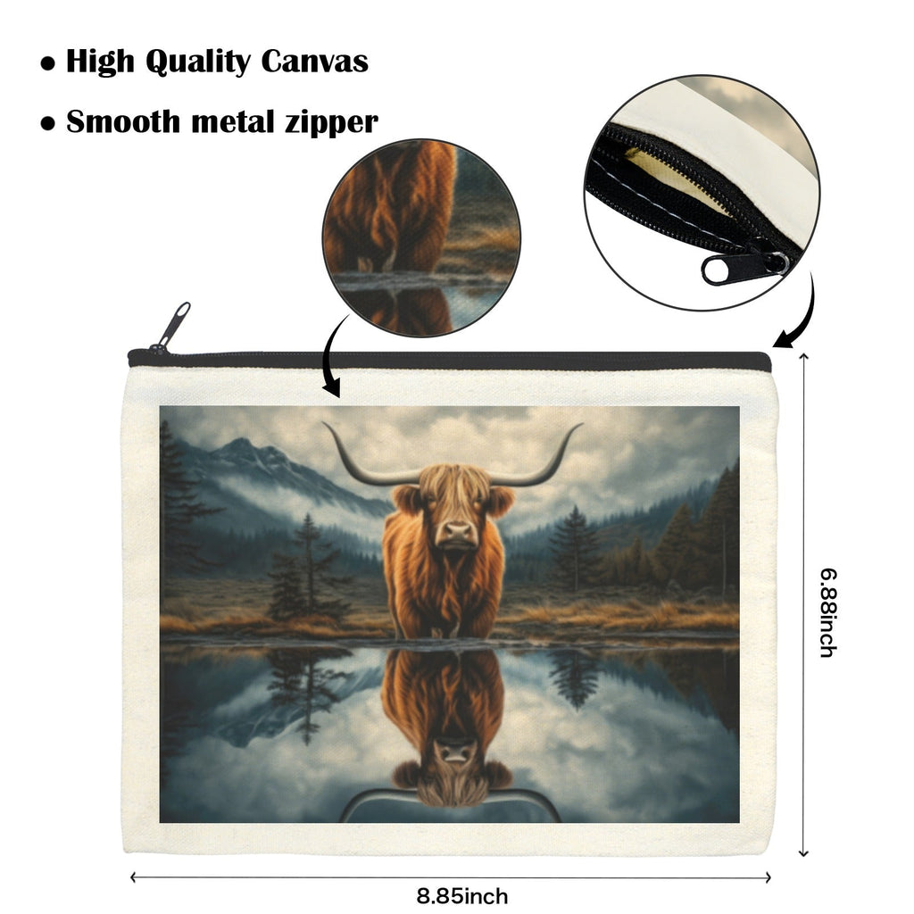 Baha Ranch Reflection Highland Cow Cosmetic Bag Made in America