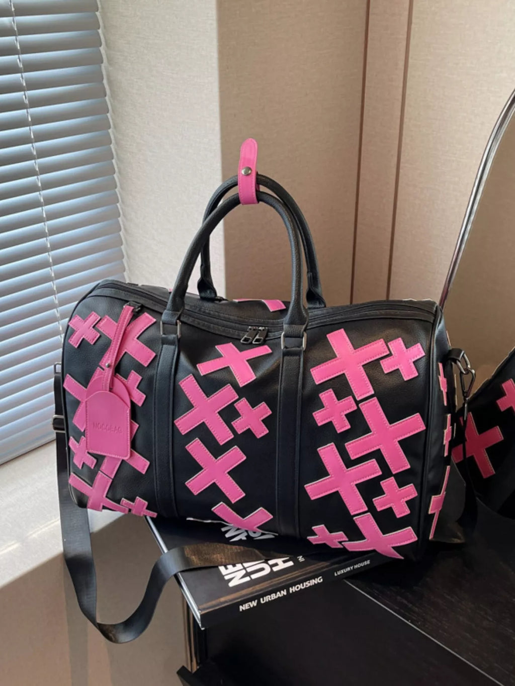 Colorful Cross Pattern Travel Duffel Bag