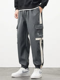 Men's Plus Size Cargo Pants with Side Stripe