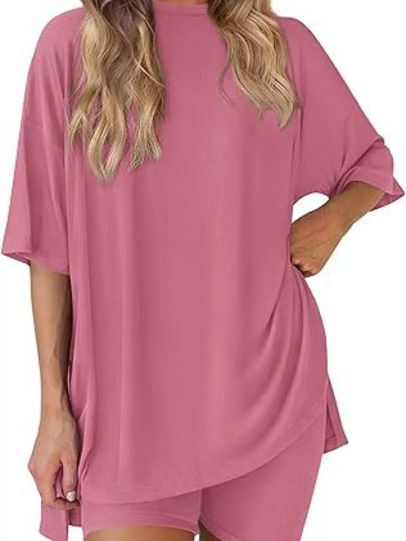 Full Size Half Sleeve T-Shirt and Shorts Set Plus Size
