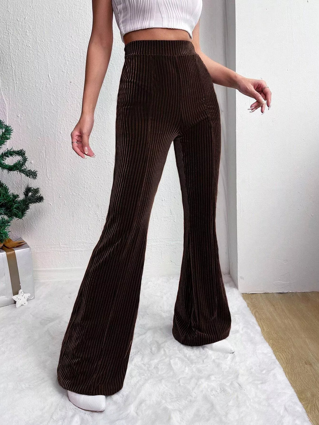 Corduroy High Waist Flare Pants