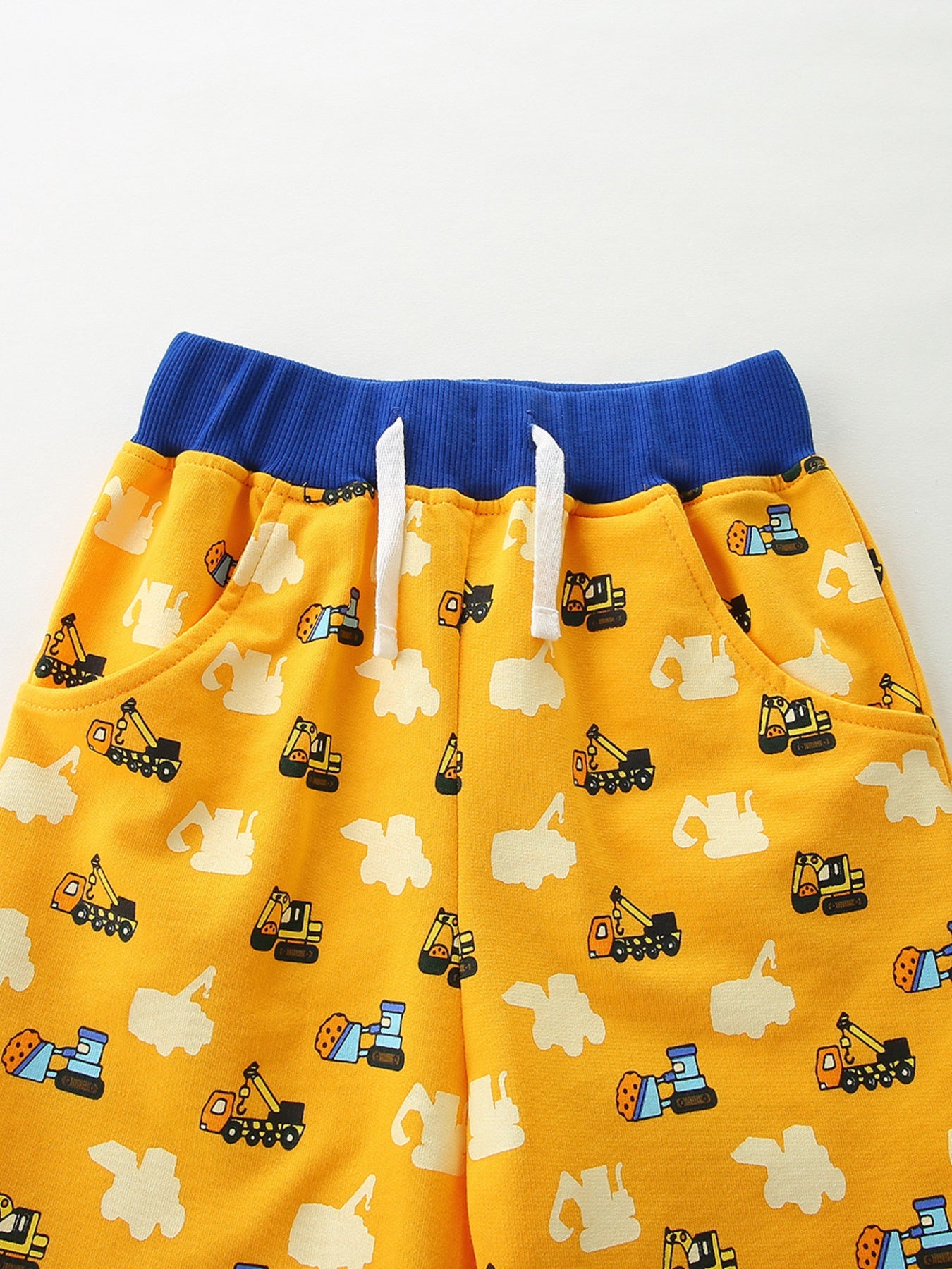 Children's Cartoon Construction Vehicle Print Casual Shorts