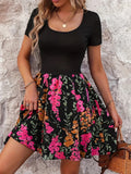Floral Print Short Sleeve Mini Dress