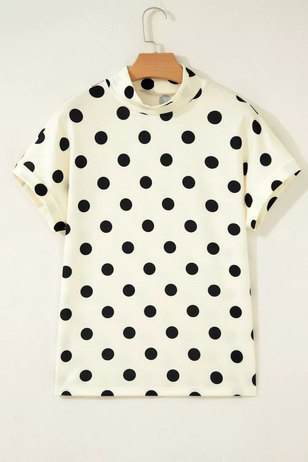 Polka Dot Print High Neck Dolman Top