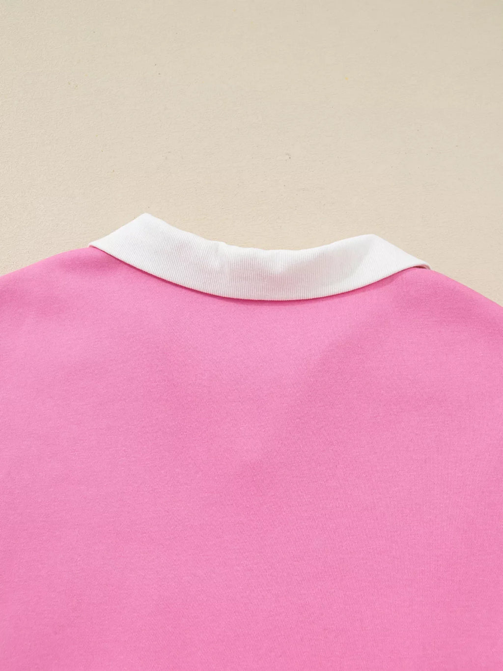 Plus Size Contrast Polo Collar Floral Patchwork Elastic Cuffs Long Sleeve Top