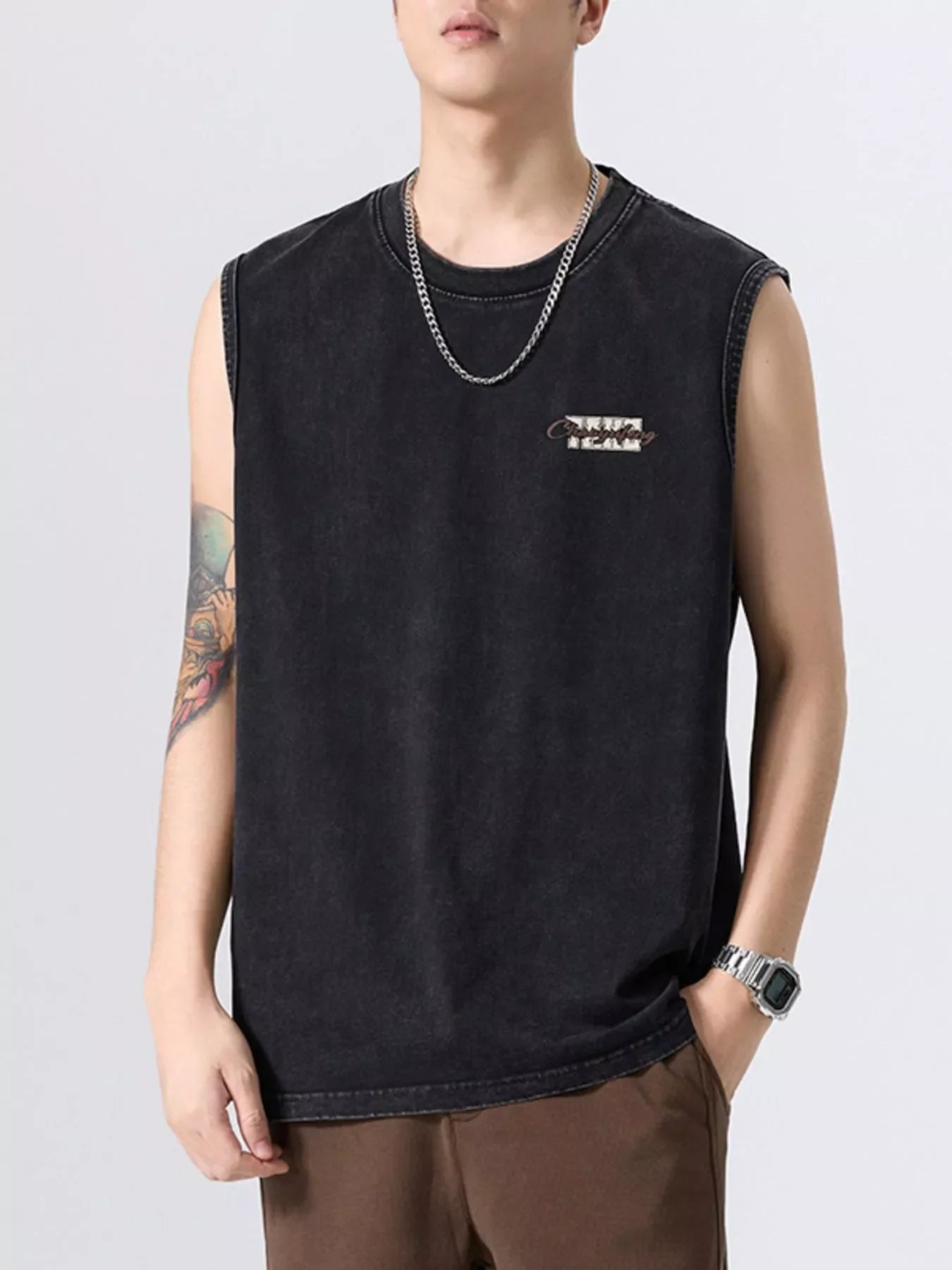 Men's Plus Size Round Neck Tank