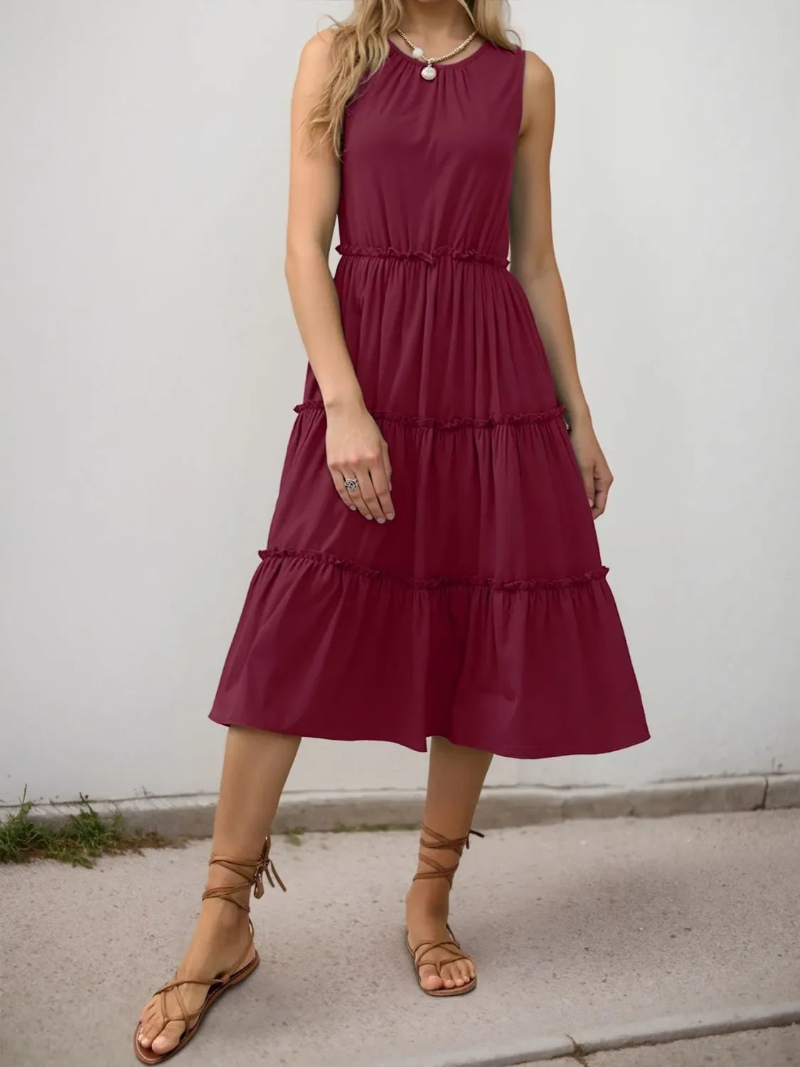 Frill Tiered Midi Dress