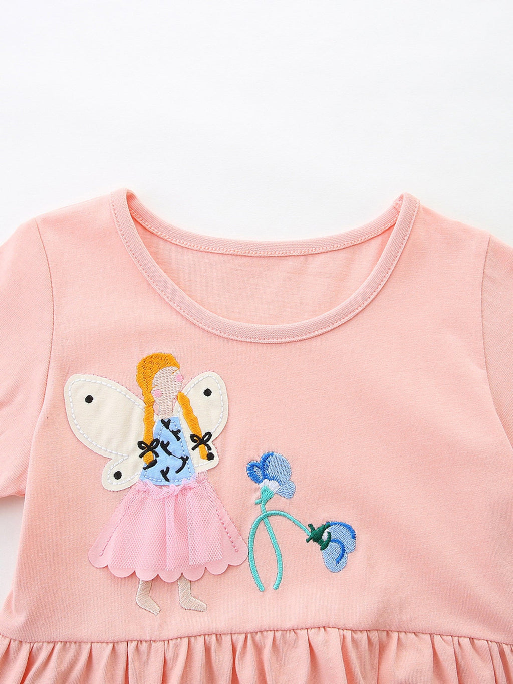 Children's Cute Cartoon Applique Short Sleeve Casual Dress