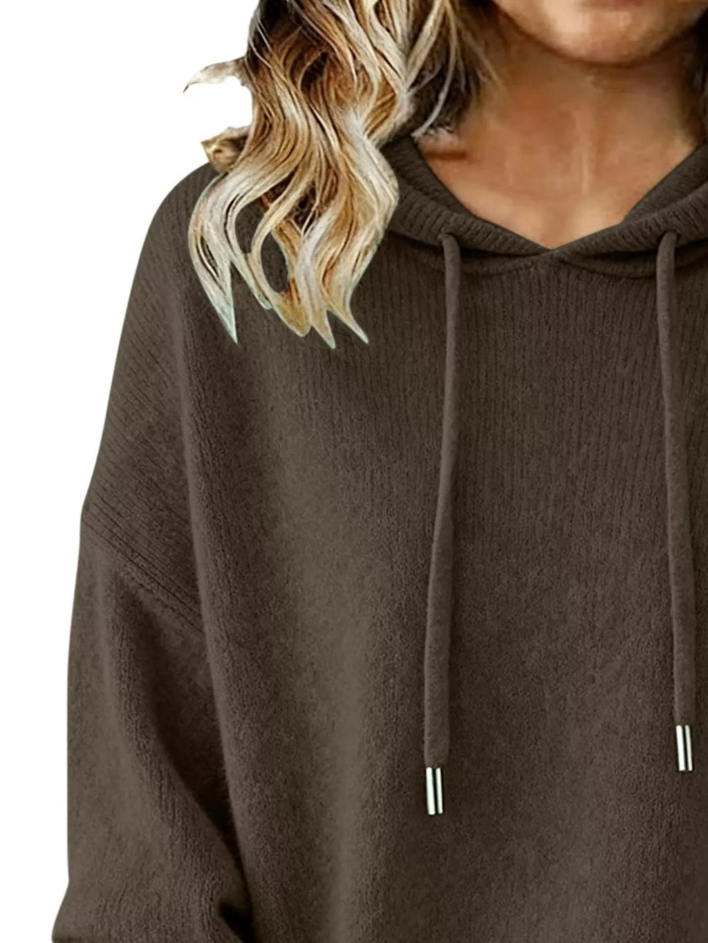 Drawstring Long Sleeve Hooded Sweater