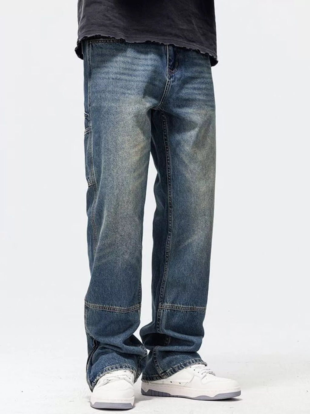 Men's Washed Wide Leg Jeans
