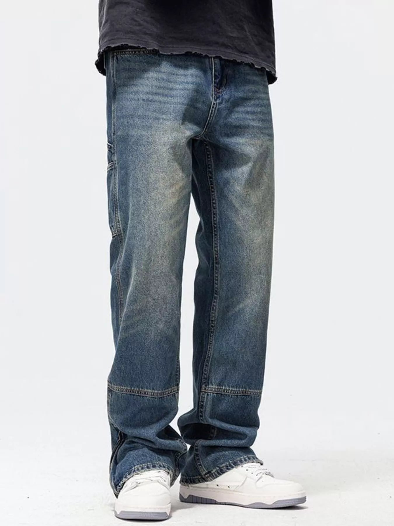 Men's Washed Wide Leg Jeans