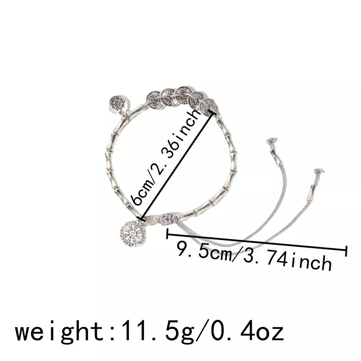 Silver Chain Adjustable Heart Charm Bracelet