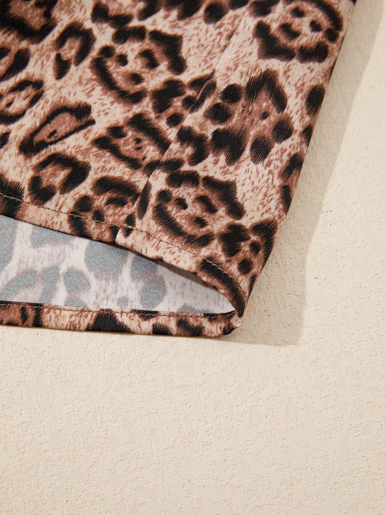 Leopard Bow Tie Puff Sleeve Blouse