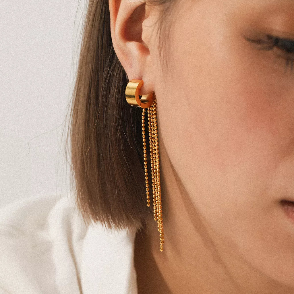 18K Gold-Plated Tassel Chain Earrings