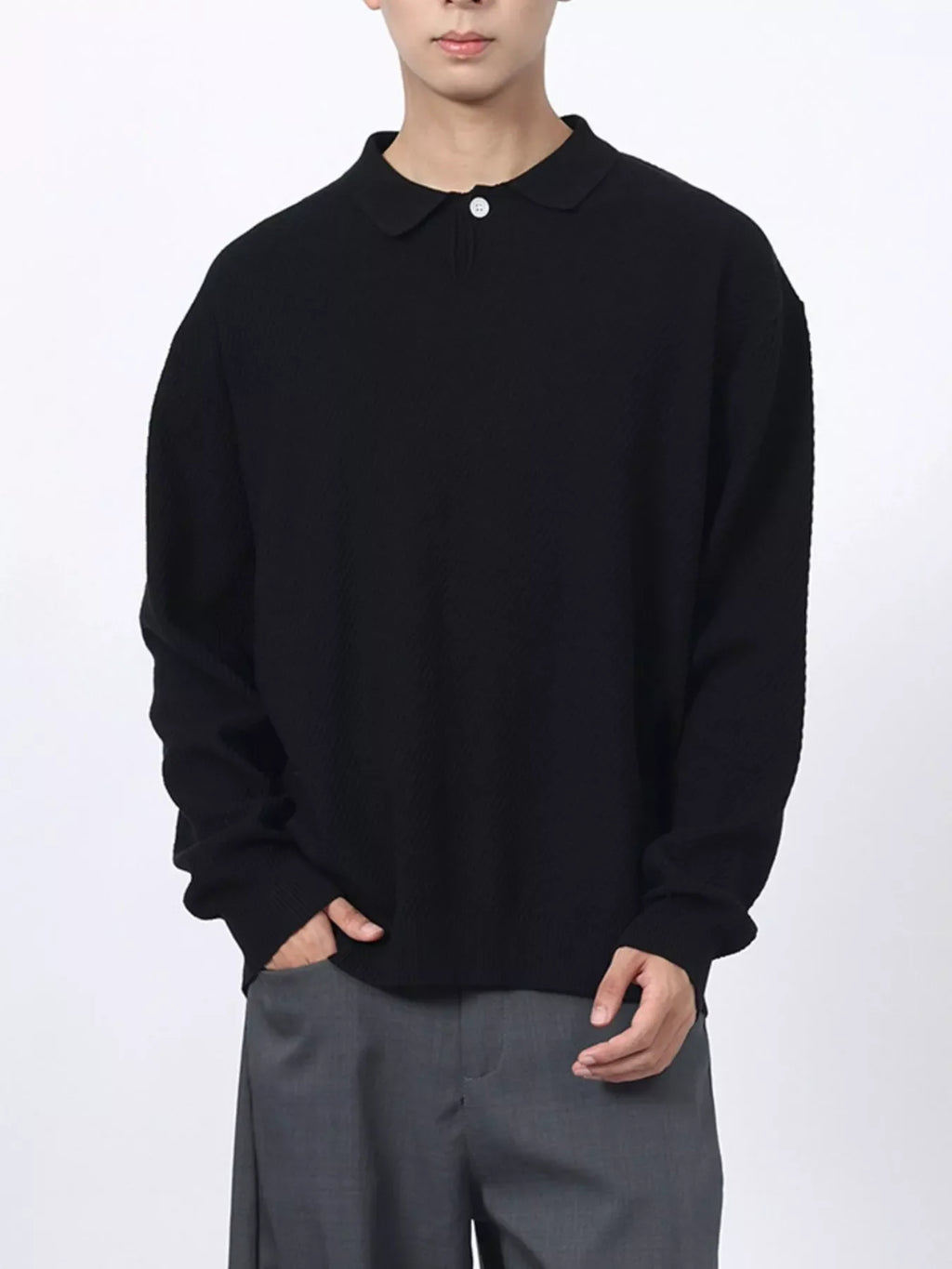 Men's Textured Long Sleeve Knit Top
