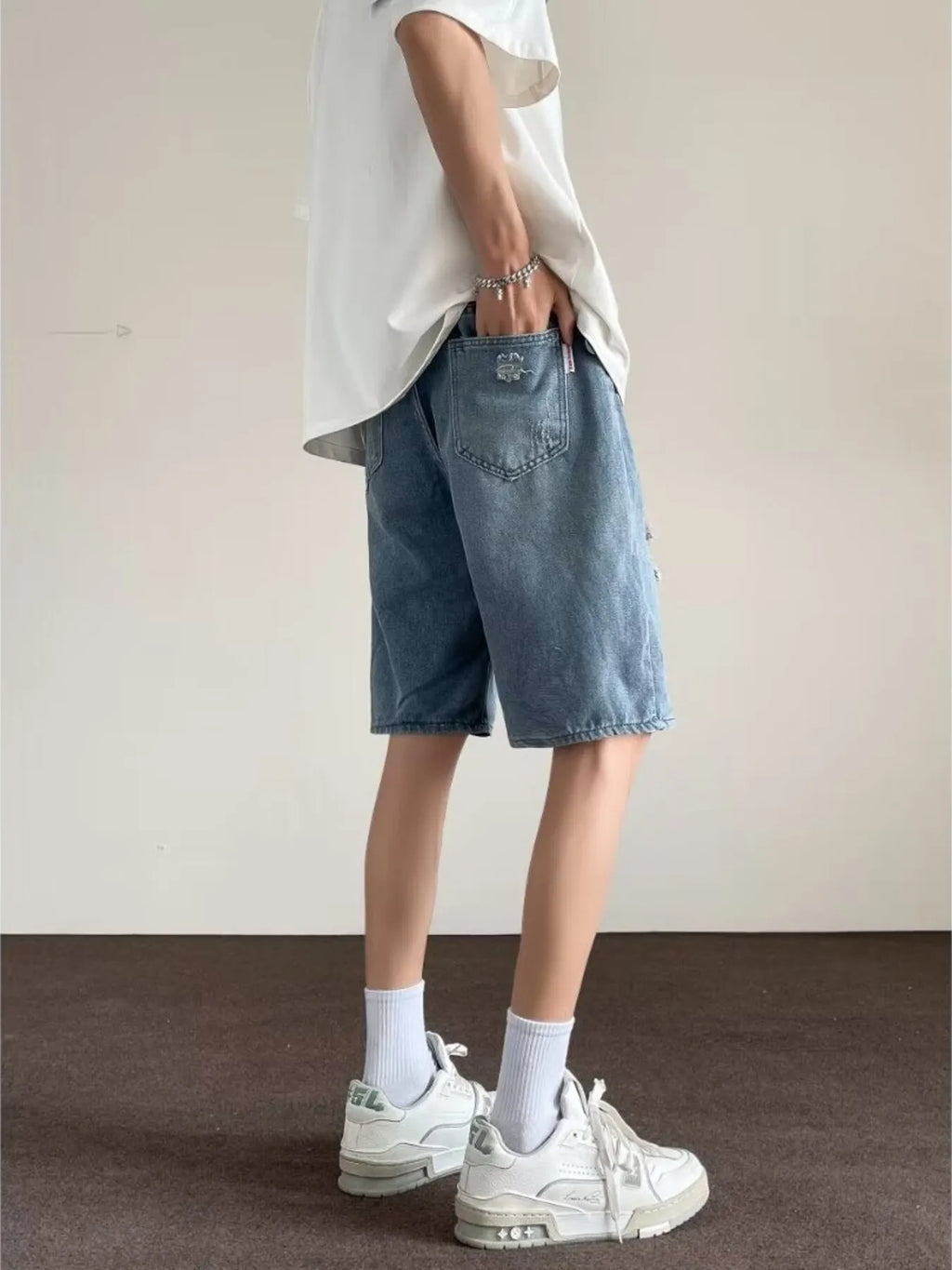 Men's Full Size Ripped Casual Loose Fit Denim Shorts Plus Size