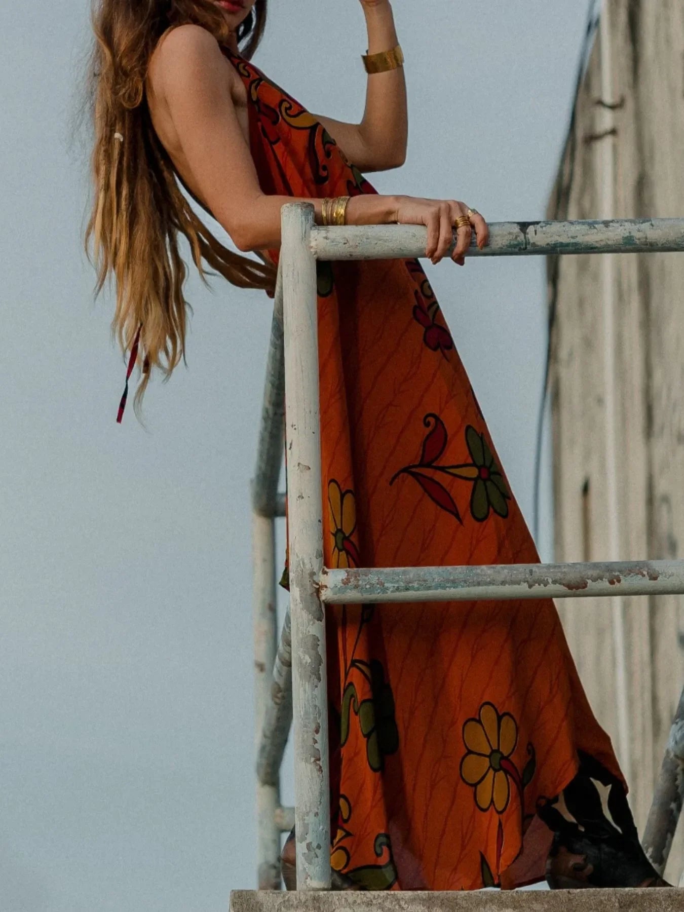 Asymmetrical Hem Printed Halter Neck Dress