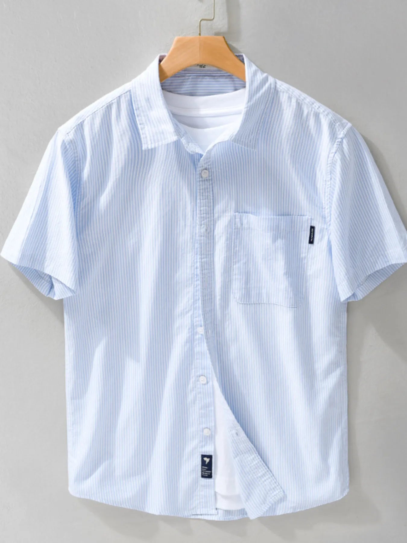 Men's Plus Size Striped Short Sleeve Casual Shirt