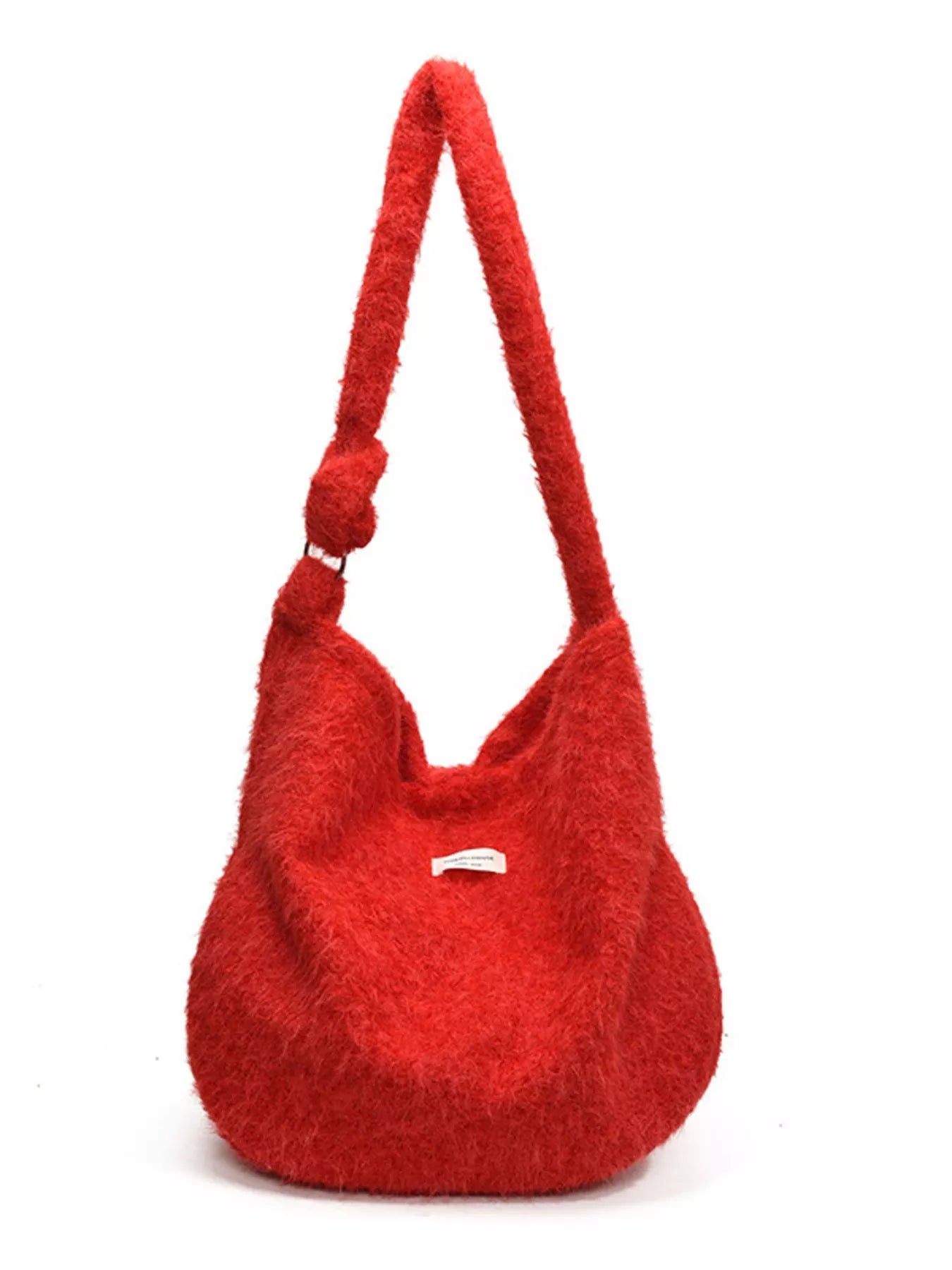 Fuzzy Solid Color Crossbody Bag