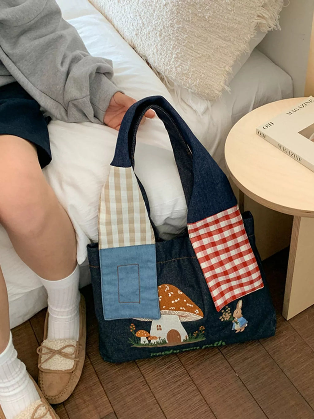 Mushroom Corduroy Tote Bag
