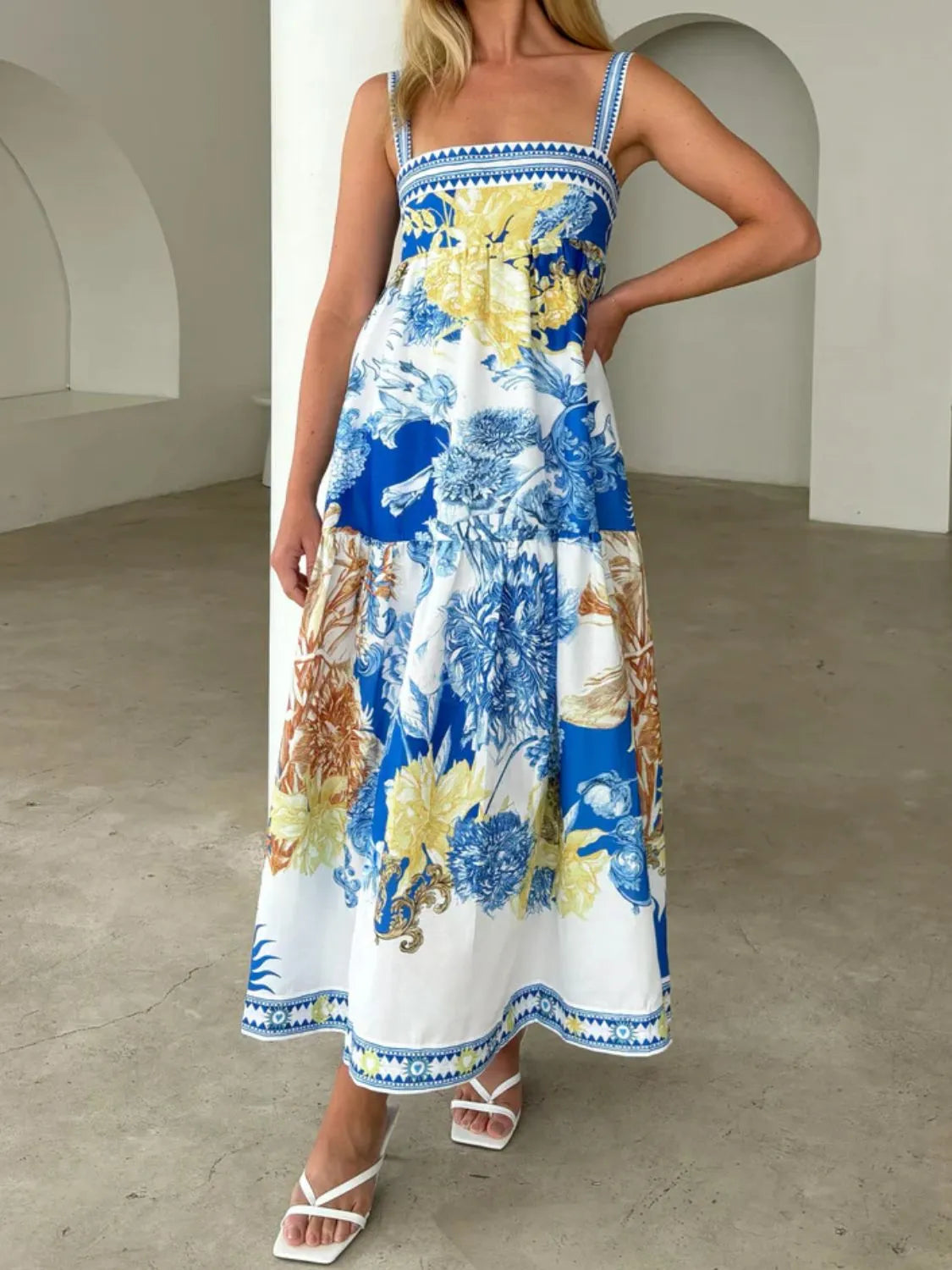 Pocketed Printed Sleeveless Cami Dress