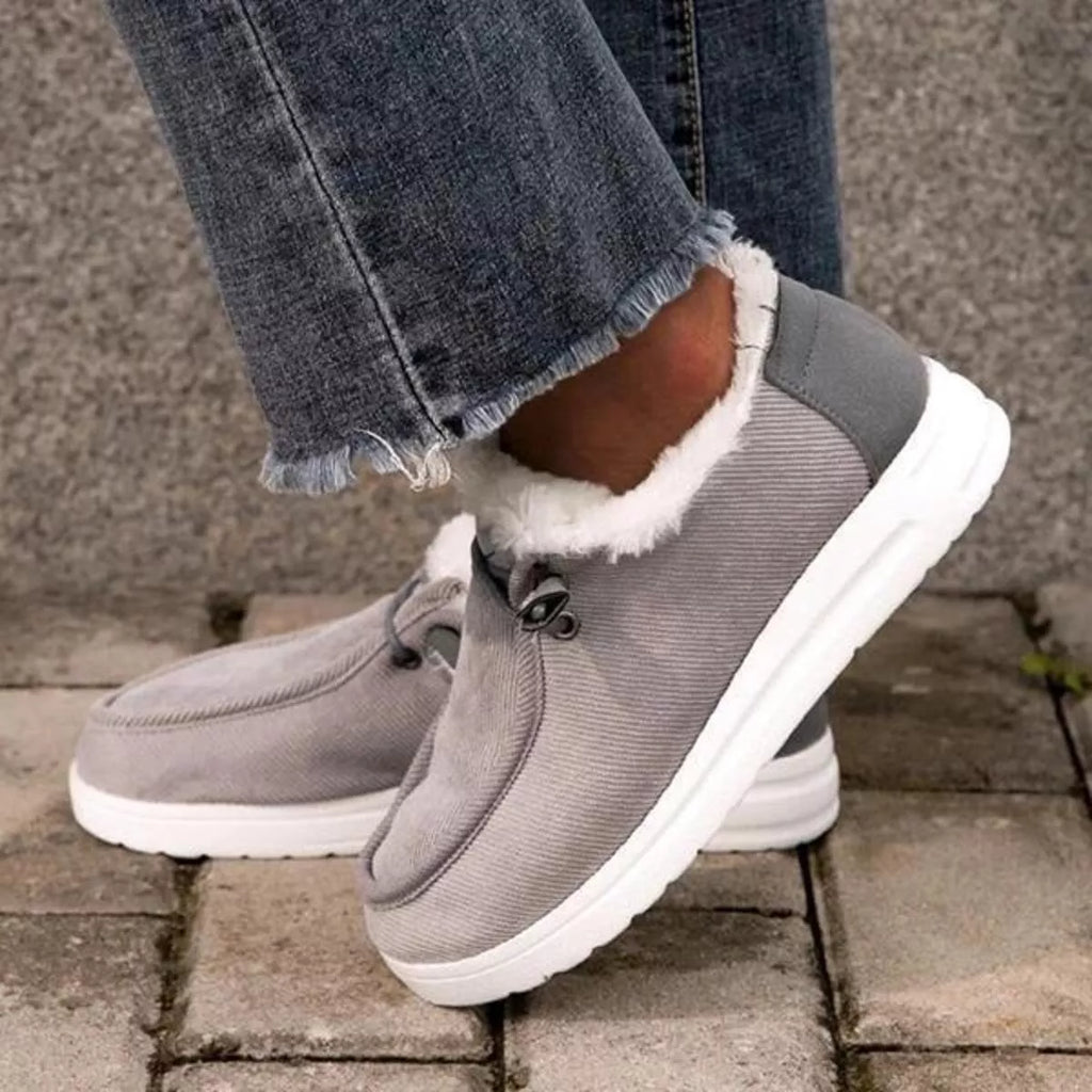 Fuzzy Lined Corduroy Slip-Ons