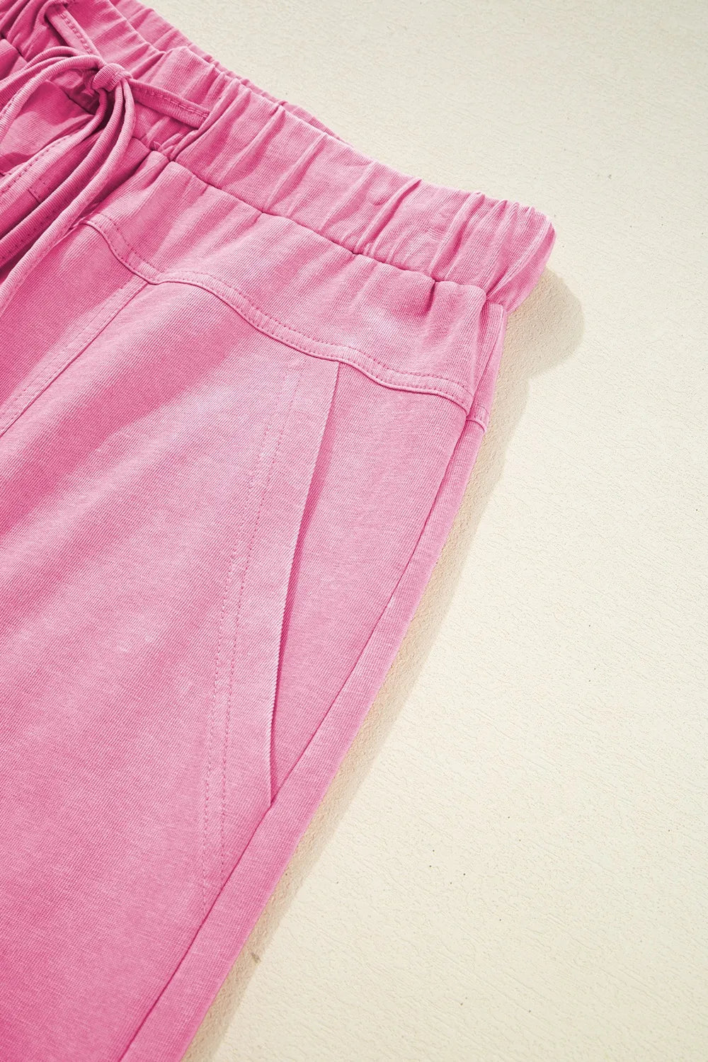 Mineral Wash Exposed Seam Drawstring High Waist Wide Leg Cargo Pants
