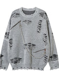 Men's Distressed Chain Detail Oversized Sweater