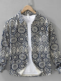 Men's Plus Size Printed Button Up Long Sleeve Shirt
