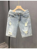 Men's Distressed Wash Denim Shorts