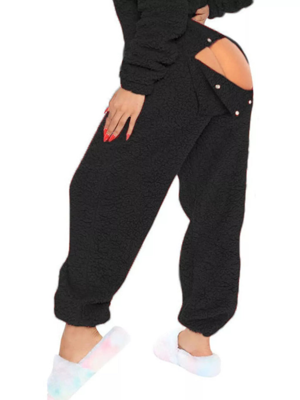 Fleece Hooded Open Back Jumpsuit