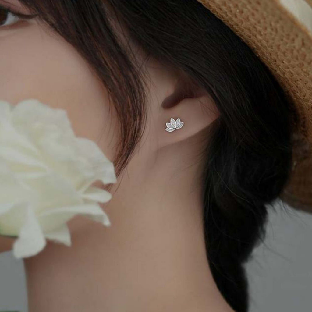 Lotus Flower Stud Earrings