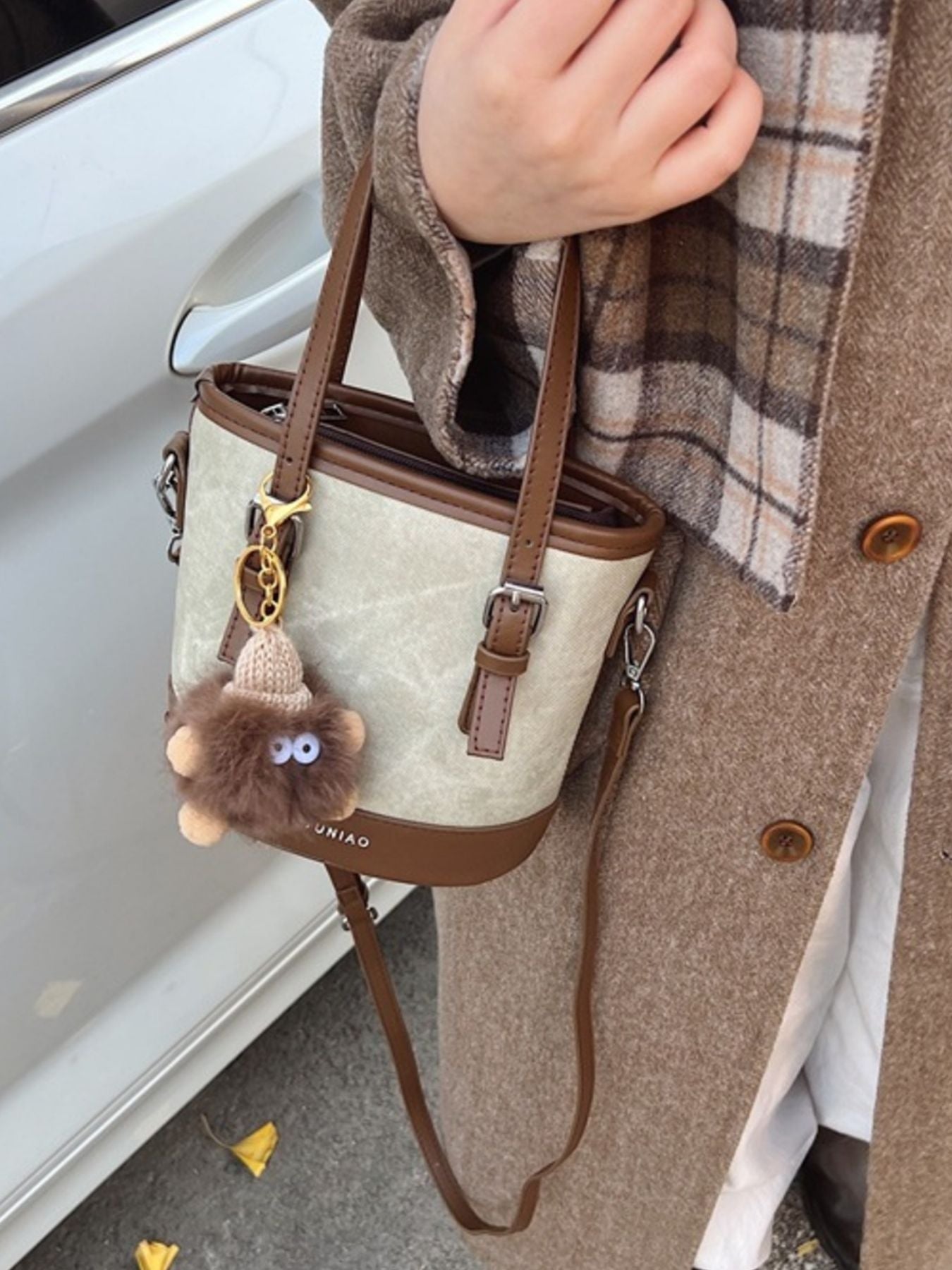 Two-Tone Bucket Crossbody Bag