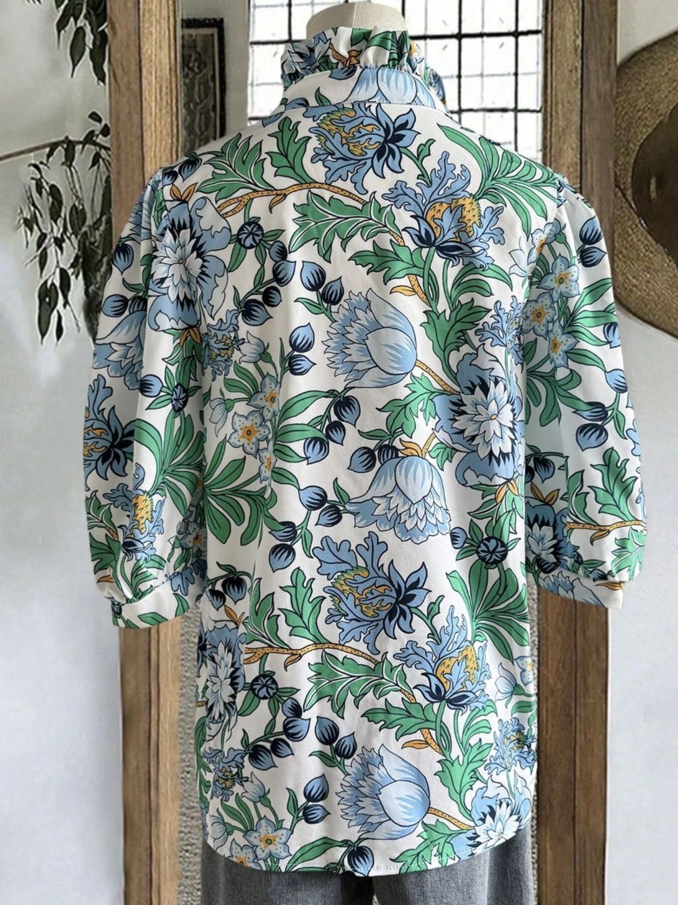 Floral Print Half Sleeve Blouse