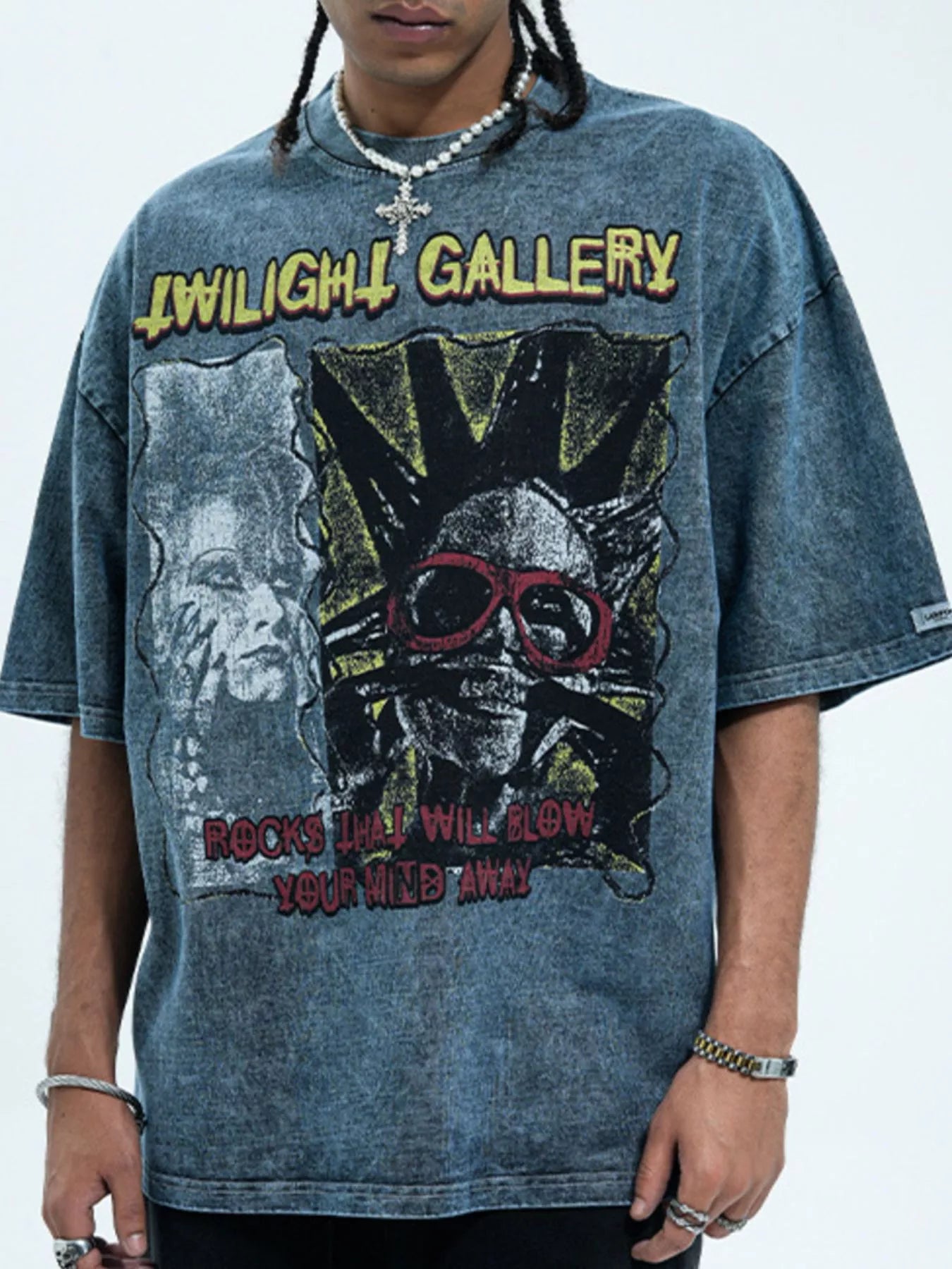 Men's Graphic Round Neck Vintage Wash T-Shirt