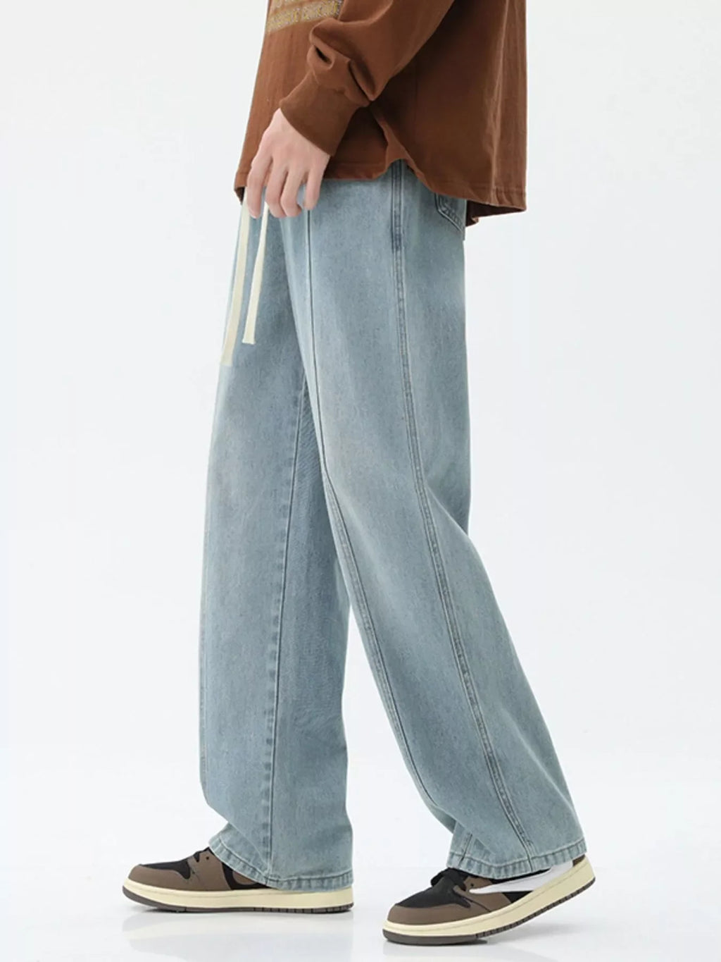 Men's Full Size Wash Wide Leg Jeans Plus Size