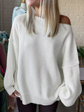 One Shoulder Ribbed Knit Sweater