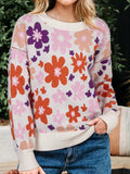 Floral Pattern Drop Shoulder Sweater