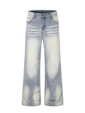 Men's Full Size Vintage Wash Wide Leg Jeans Plus Size