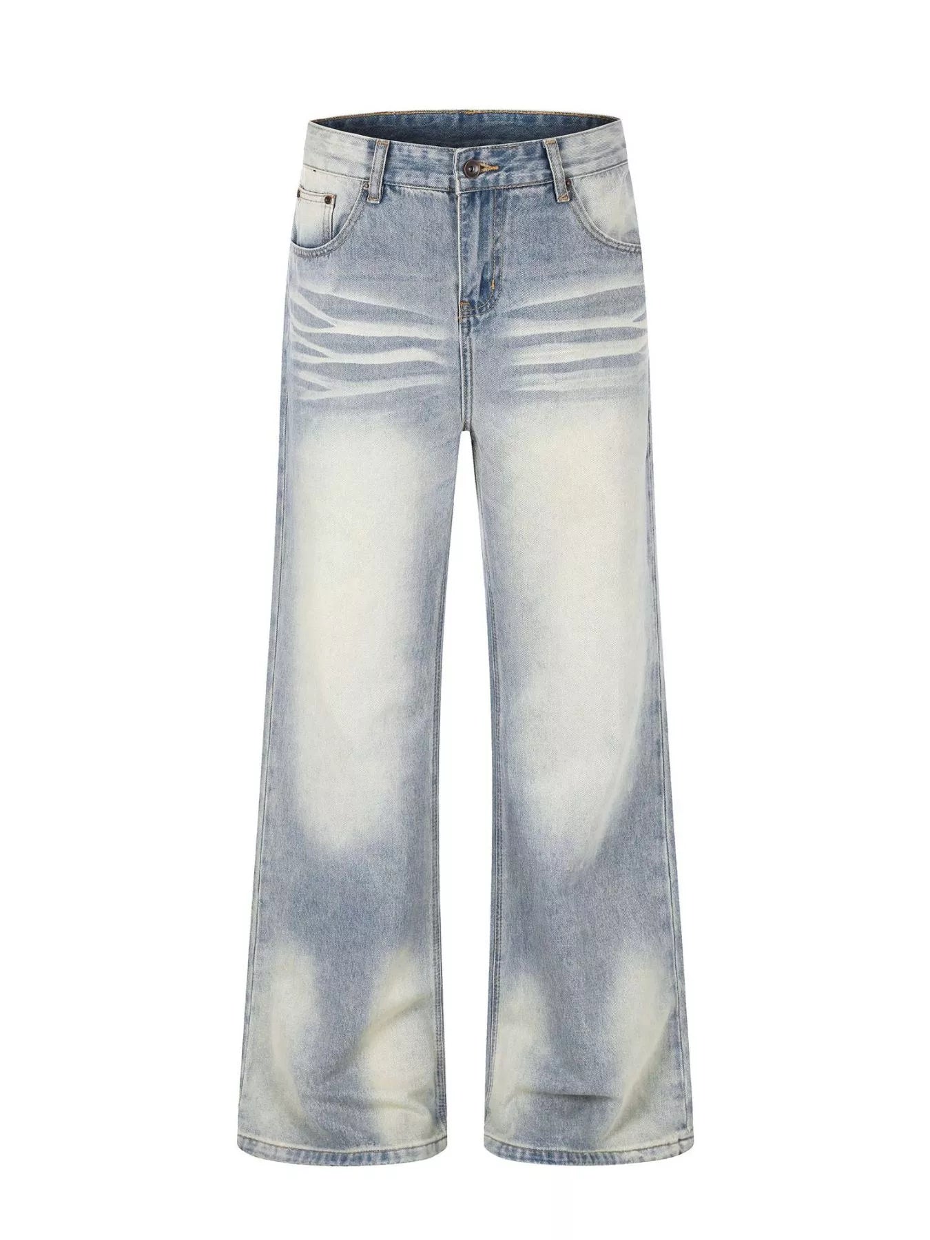 Men's Full Size Vintage Wash Wide Leg Jeans Plus Size